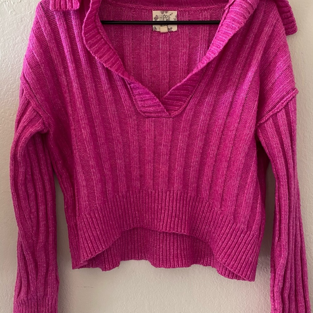 Fuchsia V-Neck Sweater